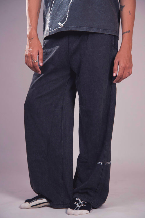 Black Acid Wash Baggy Pants
