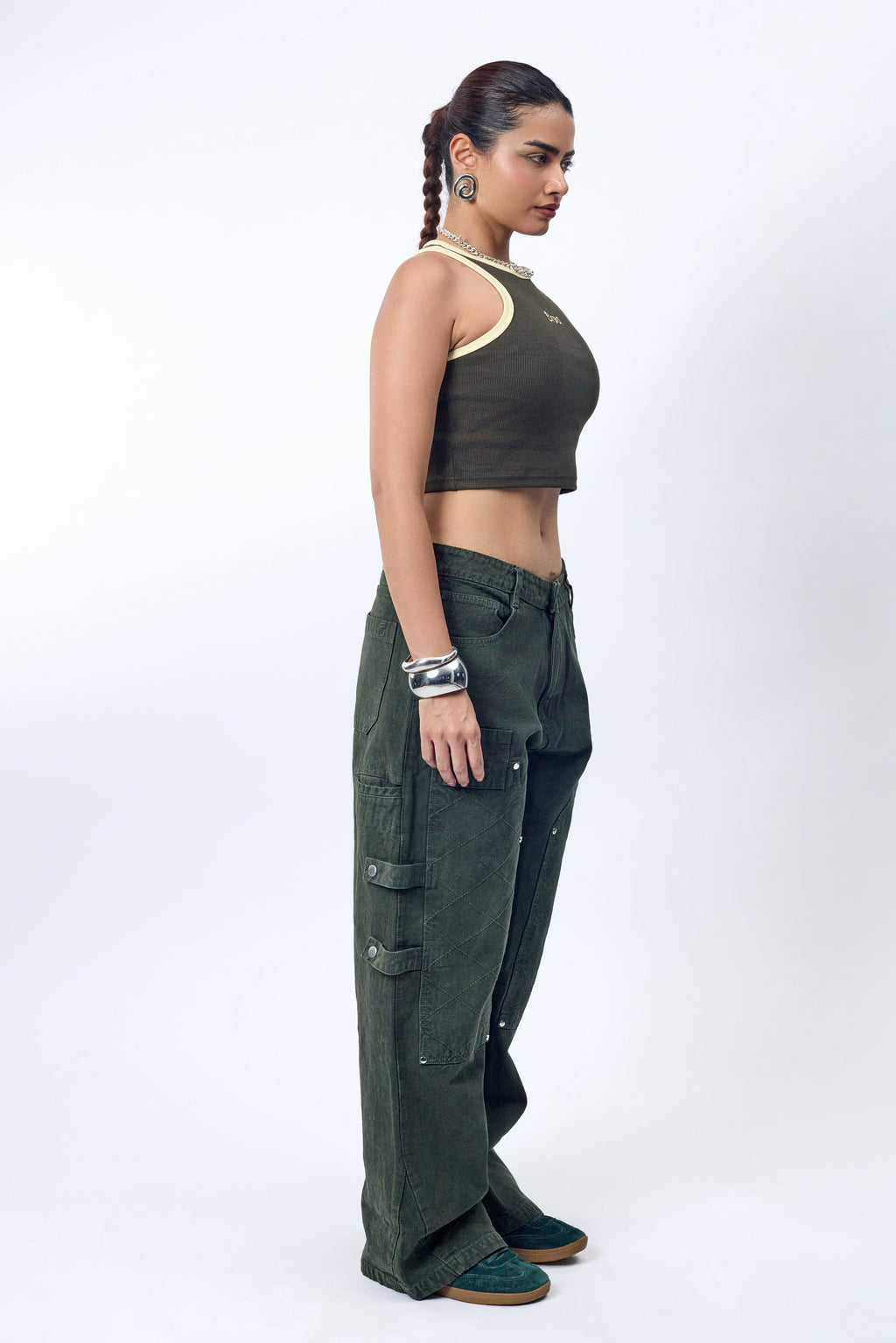GREEN RIBBED TANK TOP