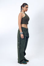 GREEN RIBBED TANK TOP