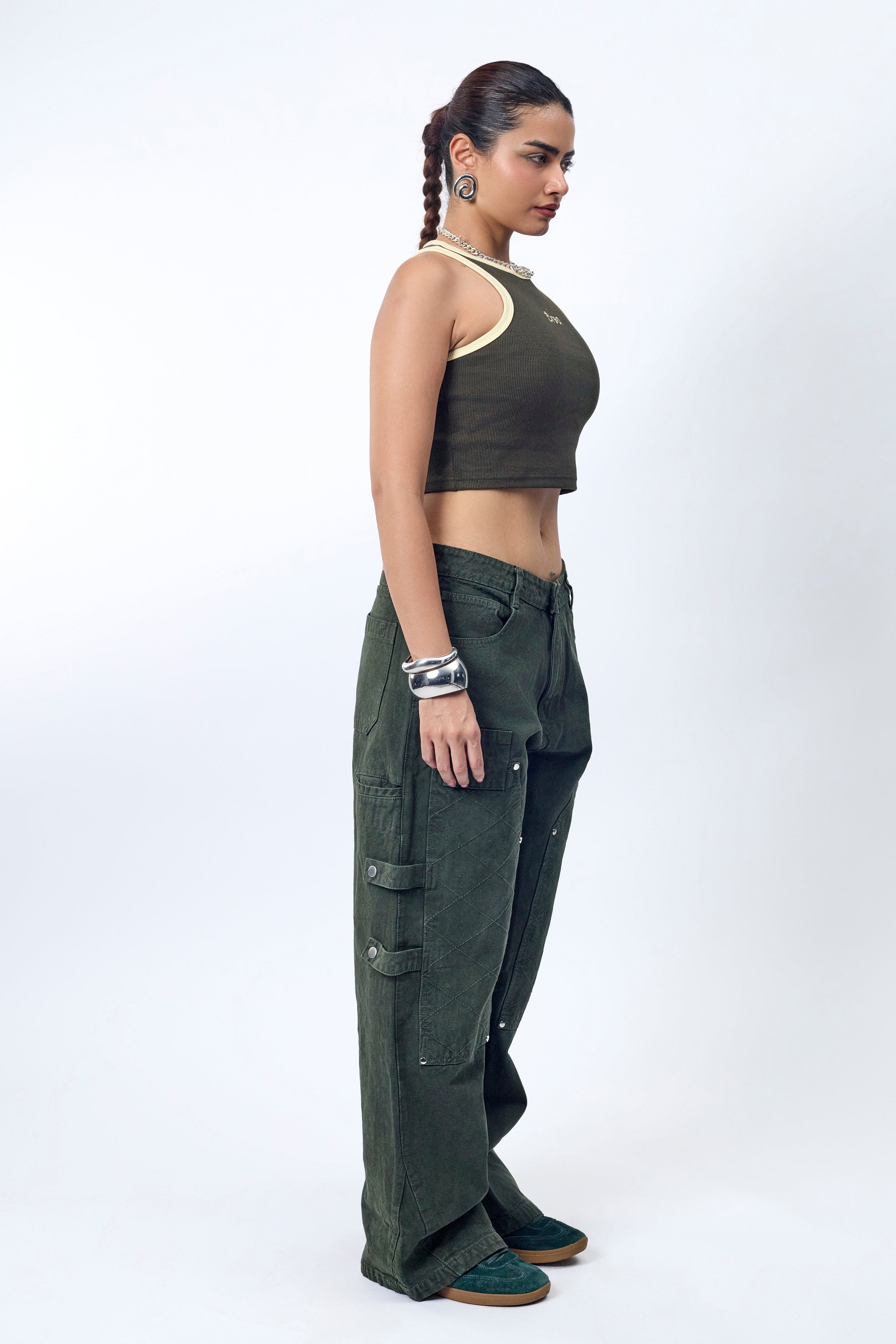 GREEN RIBBED TANK TOP