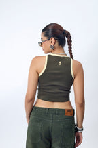 GREEN RIBBED TANK TOP