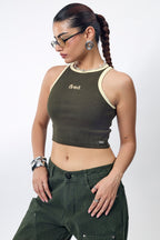 GREEN RIBBED TANK TOP