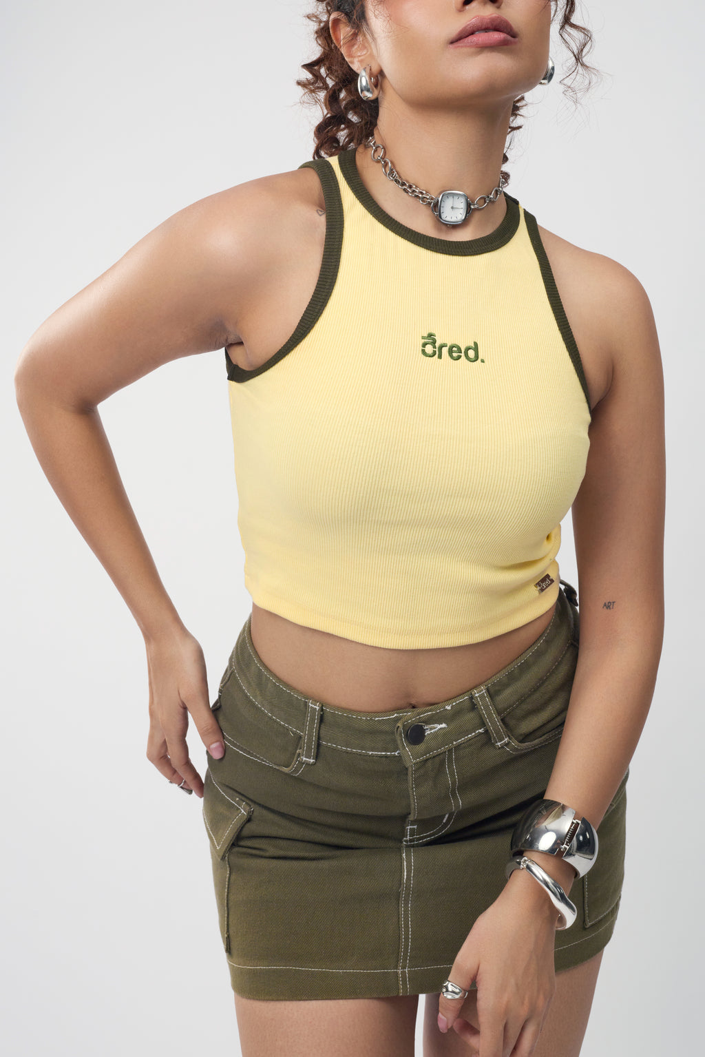 YELLOW RIBBED TANK TOP