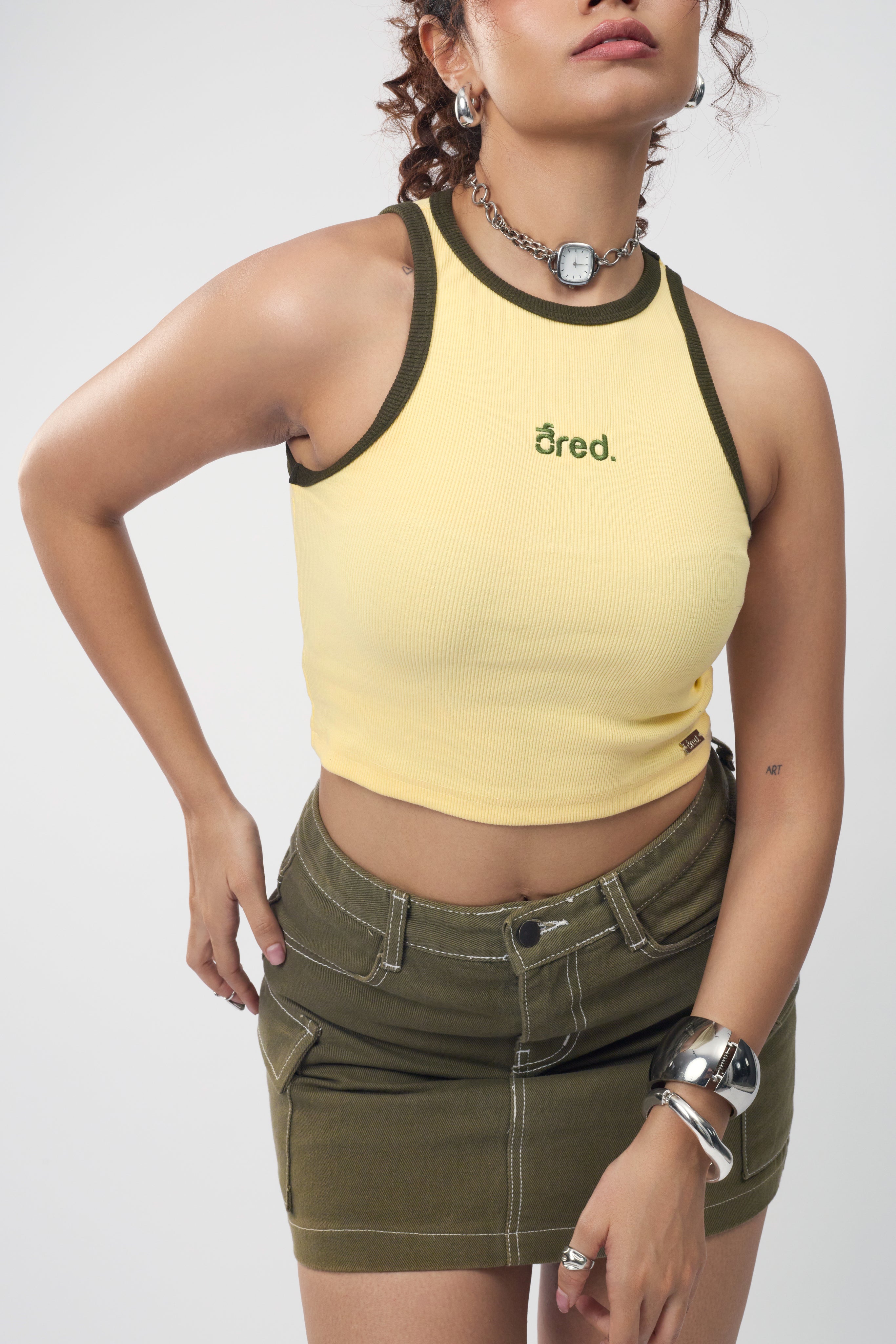 YELLOW RIBBED TANK TOP