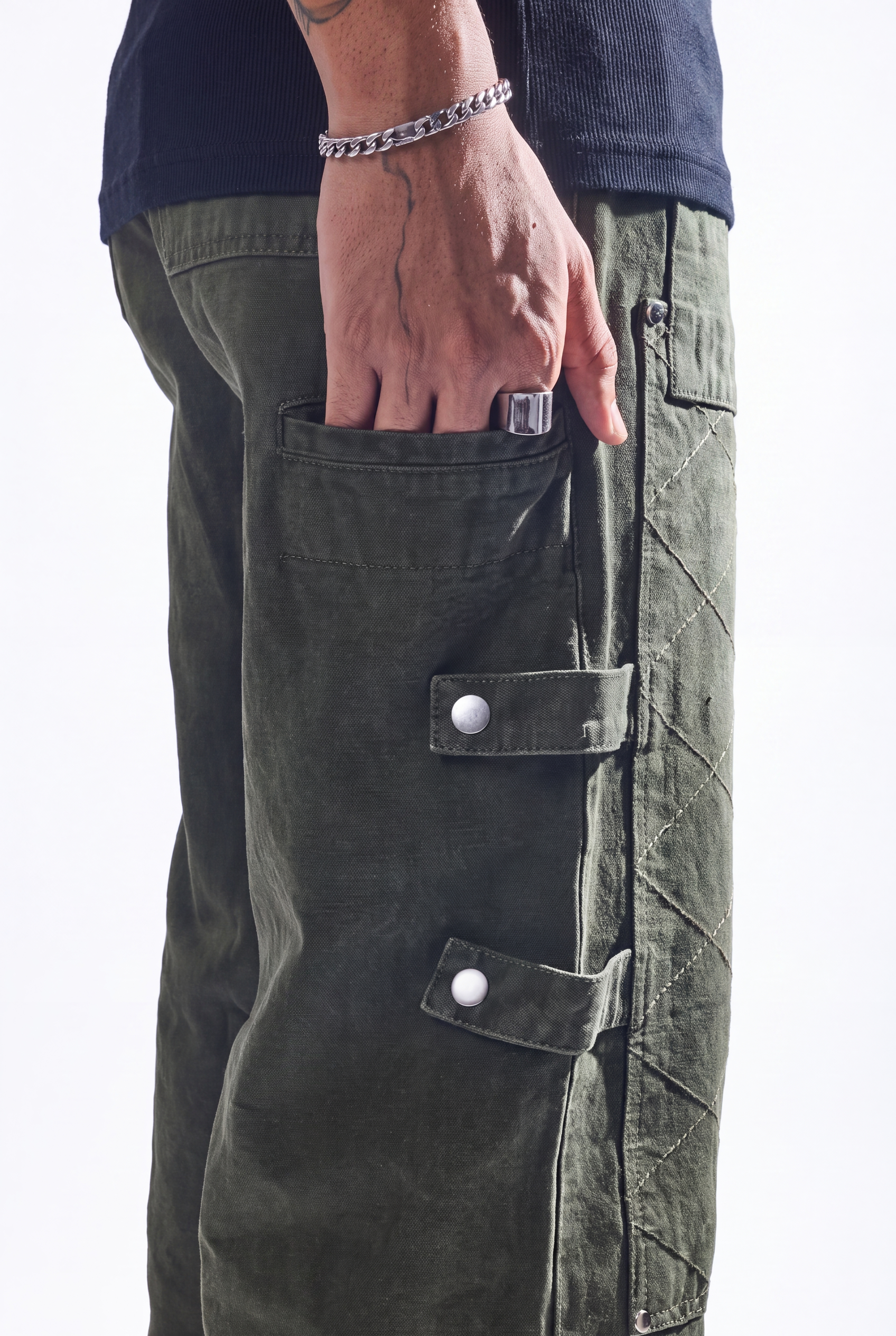 GREEN CARPENTER PANTS