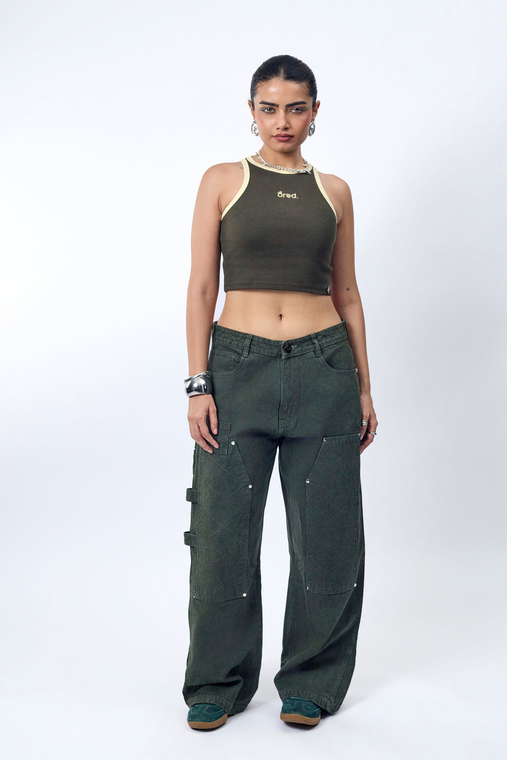 GREEN RIBBED TANK TOP